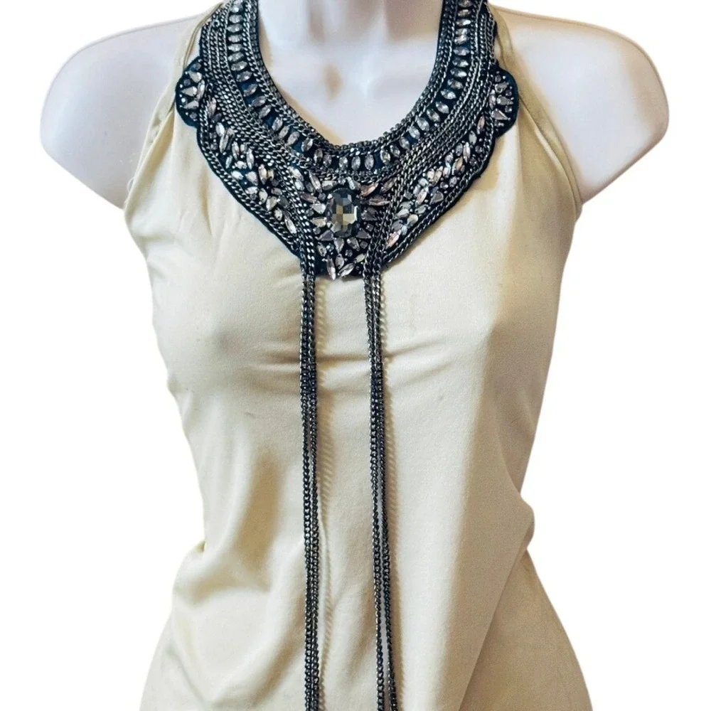 Haute‎ Hippie HH Necklace Crystal Collar beaded chain high end Designer BOHO 17